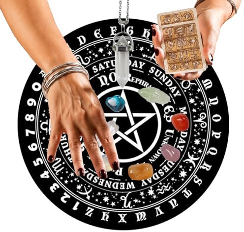 SOYDAN Pendelbrett für Weissagung, Gummi-Pendeldiagramme, Hexenpendelbrett, Seance Decor, Heiliger Geist-Brett, Hexen-Kits, Hexe, Entdecken Sie Paranormale Geheimnisse