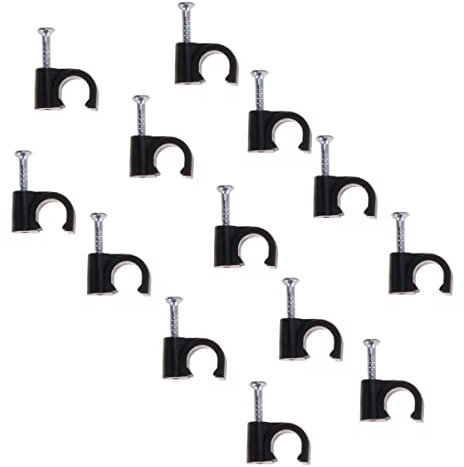 Artibetter Fijador De Cables Negro De Acero Clavos Clips Organizadores Para Cables De 5 Mm Mini Enrollador Fijación Segura Para Oficina y Hogar Paquete De 100 Unidades