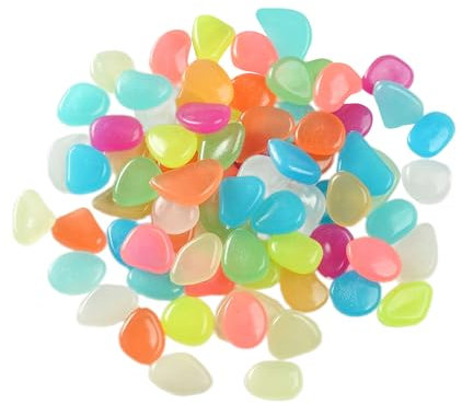 Confezione da 200 Pietre Colorate per Acquario, Luminose al Buio, Ghiaia da Giardino, Ciottoli di Pesce, Decorative per Esterni