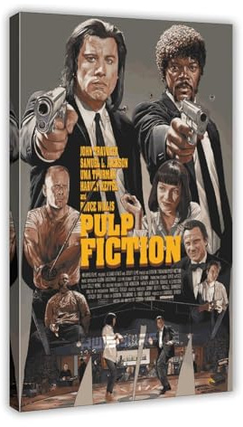 AMATWI Pulp Fiction Filmposter, Leinwandposter, Wandkunst, Dekordruck, Gemälde für Wohnzimmer, Schlafzimmer, Dekoration, Rahmen-Stil, 60 x 90 cm, 24 Stück