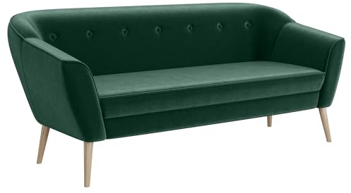 MEBLINI Mini Sofa 3-Sitzer für Wohnzimmer - Mini Lounge für DREI Personen - Küchensofa - Sofa Klein - Doris - 3 - Grün Samt