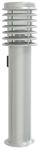vidaXL Wegeleuchte mit Bewegungsmelder, Außenleuchte mit IP44-Schutzart, Standleuchte mit Diffusor, Gartenlampe, Silbern Edelstahl