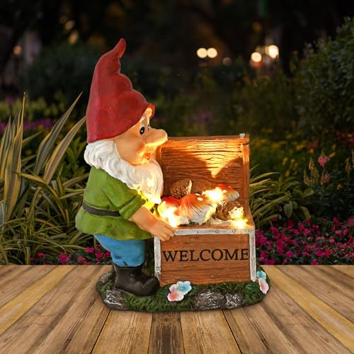 gorgeous home Statues de jardin solaires d'extérieur, nains de jardin, figurines de jardin, sculpture de jardin, décoration pour jardin, terrasse, cour, cadeaux pour maman, femme, pendaison de