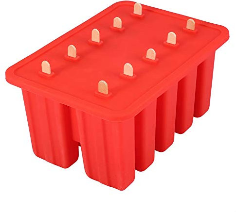 Moldes para helados caseros, de silicona, con 50 palillos, reutilizables, fáciles de disolver, color rojo