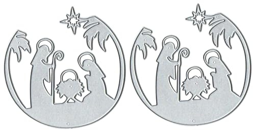 2 Stücke Weihnachts-Stanzformen Aus Karbonstahl, Stanzschablone „Krippe“ Karten Scrapbooking Bastelvorlage Prägeschablonen - Albumrahmen-Stanzformen Für Scrapbooking, Fotoalbum, Grußkarte