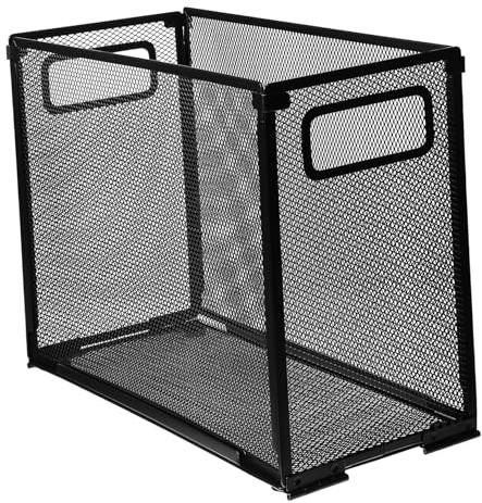 AUTSUPPL Black Metal Mesh File Organizer with Anti-Slip Pads and Stable Placement, Compact Hanging File Desktop Organiser for Office and Studies, Simple Elegant Design