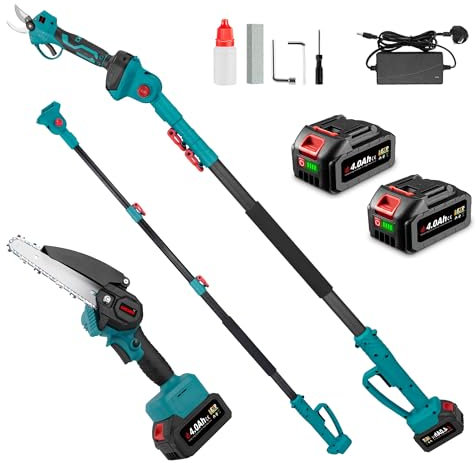 Cordless Pole Saw Electric Chainsaw - 4 in 1 Cordless 6 inch Pole Saw, 4 Sections 8.5Ft Detachable Extension Pole Pruning Saw for Tree Trimming Branches