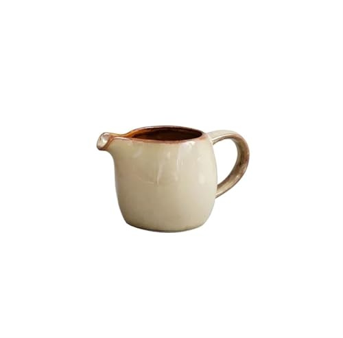 Kiln Changes Creative Ceramic Milk Jug with Handle Restaurant Steak Sauce Pot Milk Pot Gravy Boats Kitchen Retro Seasoning Tools(C Brown(80ml))