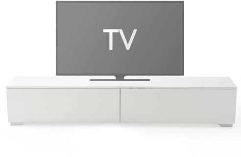 Xisilla Weißer TV-Bänke mit Doppeltürschrank mit großem Fassungsvermögen TV-Schrank lowboard 180cm