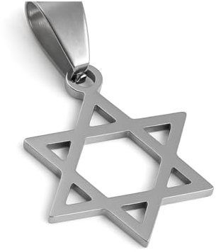 Felicidade Pendentif Croix Juive - Étoile de David - Bijou Symbolique en Acier Inoxydable - Élégance et Spiritualité, Idéal pour Hommes et Femmes (Argenté)