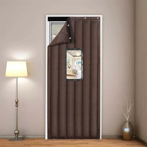 Wärmeisolierte, automatisch schließende Fliegengittertür mit sichtbaren Paneelen für Küche, Dachboden, Keller, Balkon, wetterfest, geräuschreduzierend, Oxford-Türen, Braun, 80 x 200 cm (B x H)