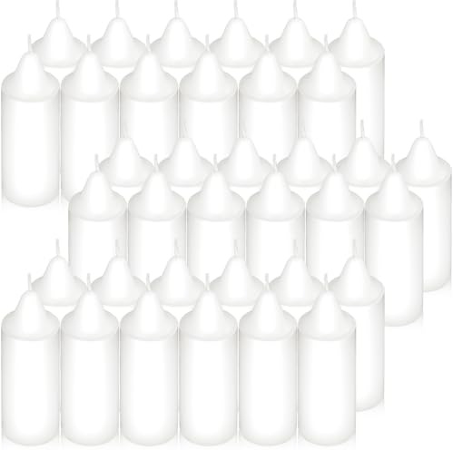 Confezione da 36 piccole candele a pilastro, 9 x 3 cm, bianche, per chiesa, 11 ore di durata, antigoccia, candele decorative non sentite per Pasqua, matrimoni, lanterne di emergenza, spa e casa