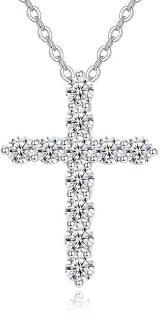 HinDaLi Kreuz Halskette Silber 925 für Damen Herren Mädchen Anhänger Kreuz | kette Damen Silber Halskette Anhänger Kreuz mit Zirkonia Halskette Silber Diamant Kristall