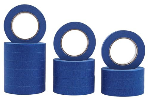 Susoso Lot de 36 rouleaux de ruban de masquage bleu avec noyau épais - Haute adhérence - Design inscriptible pour travaux de bricolage