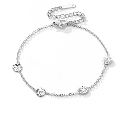 ASH'S CHOICE Silber 925 Armbänder 14K Vergoldet Charm Armkette für Damen | Verstellbar Armbänder für Damen Frauen Anhänger Charm Fußkettchen Freundschafts Armkette Muttertag Valentinstag Weihnachten