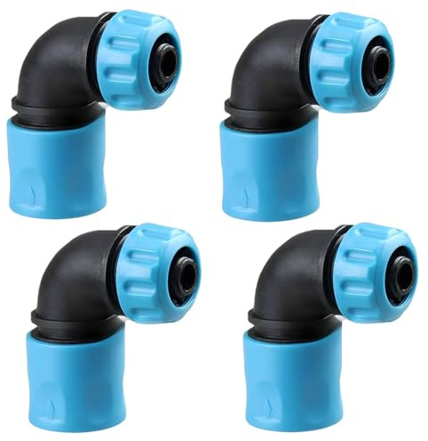 4 PCS Conectores Rápidos de Codo de 1/2 Pulgada, Adaptador de Manguera de Jardín de 90 Grados ABS 12 mm, Para Grifo de Manguera de Jardín, Riego de Jardín