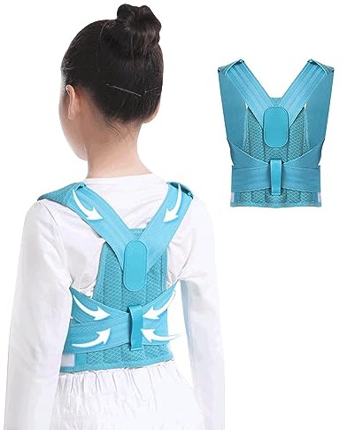 Haltungskorrektur Für Kinder Orthopädisches Korsett Verstellbarer Gürtel Zur Korrektur Von Rundrücken Rückenstütze Für Kinder Schulter-Nacken-Schlüsselbein-Stütze Lendenwirbelstütze(Blue,XL)