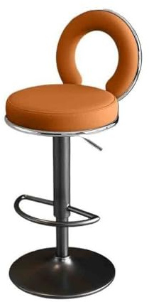 Hög kökssits Hem Rund Pall Bar Hög Lyft Ryggstöd Stol Fram Svängbar Enkel Kommersiell pall(Orange)