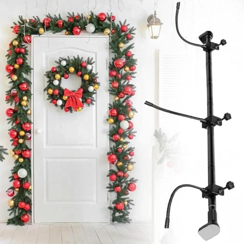 Girlanden-Aufhänger für Haustür, verstellbar, passend für 81,3 cm - 203,2 cm große Türen, robuste Weihnachts-Halloween-Dekoration für Kränze, Lichter und mehr, keine Schrauben, Bohren, klebstofffrei