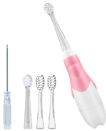 Cepillo de dientes eléctrico para bebés, tecnología mejorada, mango antideslizante y función de extracción eficiente para bebés de 0 a 3 años de edad