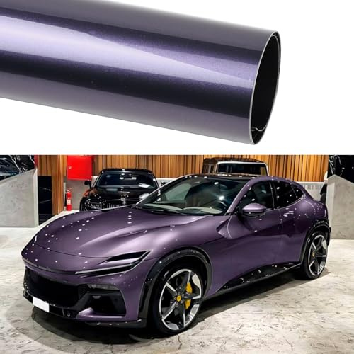 JSCARLIFE Car Wrap Vinyl Film,High Gloss Stretchable Automotive Wrap,Self Adhesive Air Release Bubble DIY Vinyl Wrap for Cars, Vans, Motorbikes, SUVs & Vehicles (Galaxy Purple, 152X50CM)