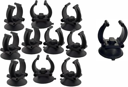 Seadiquiet 10Pcs Aquarium Suction Cup Clips, 18-22mm, Black, Universal Fish Tank Holders for Heaters, Pumps, Filters and Hood