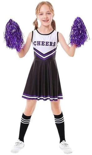 XIEHYA Cheerleader Kostüm 3-12T Sommer Kinder Tank Top Cheerleading Anzug Brief Druck Slim Fit Kleid Mädchen Leistung Kostüme(Black,110)
