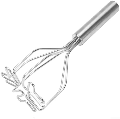 Schiacciapatate in acciaio inox con impugnatura morbida in TPR per preparare purè di patate, alimenti per bambini e verdure passate (B)