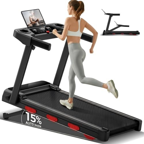Foldable Walking Pad for Home, 15% Auto Incline Treadmill, 180KG Capacity