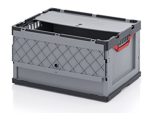 Auer Packaging 2x Profi-Faltbox 60 x 40 x 32 mit Deckel inkl. gratis Zollstock 2er Set 60x40x32 Eurobehälter klappbar