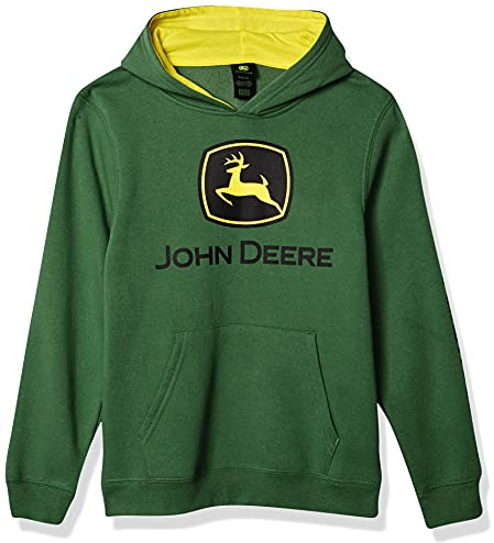 John Deere Tractor Infant Toddler Boys Pullover Fleece Hoody Sweatshirt, Marchio Verde, 14-16