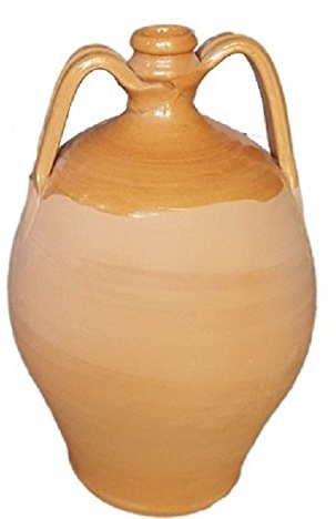 FIASCA SMALTATA IN TERRACOTTA FATTA A MANO SUL TORNIO ; ALTEZZA CM. 40.