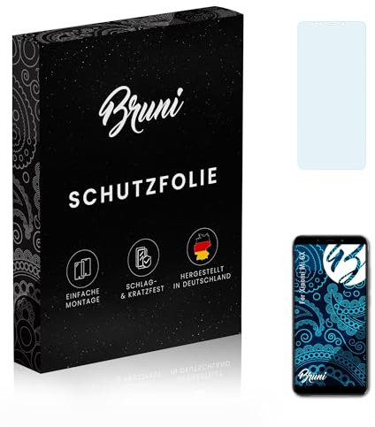 Bruni Película Protectora compatible con Xiaomi Mi 6X / Mi A2 Protector Película, claro Lámina Protectora (2X)