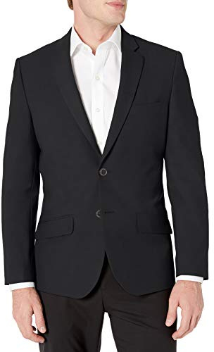 Amazon Essentials Men's Long-Sleeve Button-Front Slim-Fit Stretch Blazer, Black, 40