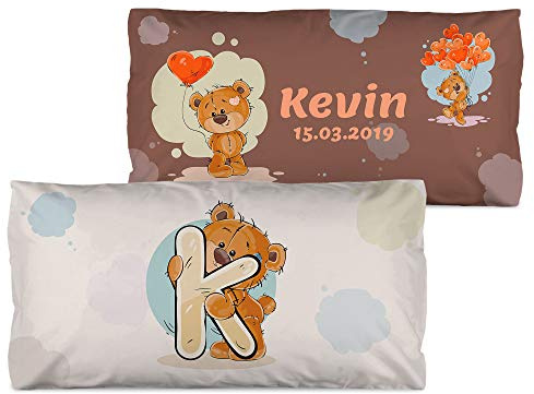 LolaPix Funda de Almohada Personalizada Niños con Nombre. Regalos Infantiles. Relleno Incluido. Varios Diseños a Elegir. Distintos tamaños a Elegir. Osito