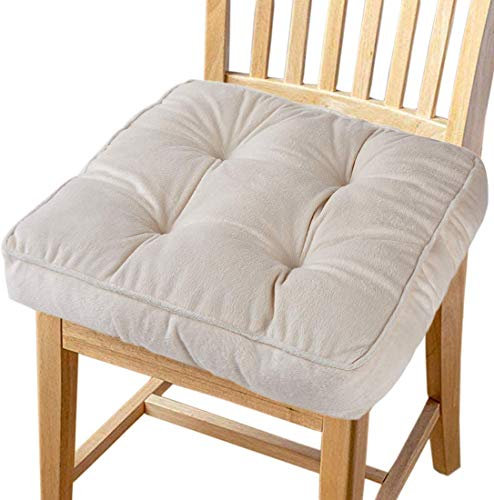 Big Ant Chair Cushion with Ties, Seat Pads for Dining Chairs with 100% Cotton Thick Seat Cushions Square Padded Chair Seat Pads Comfortable Armchair Booster Fit for Home Office Car (Cream, 1 Piece)