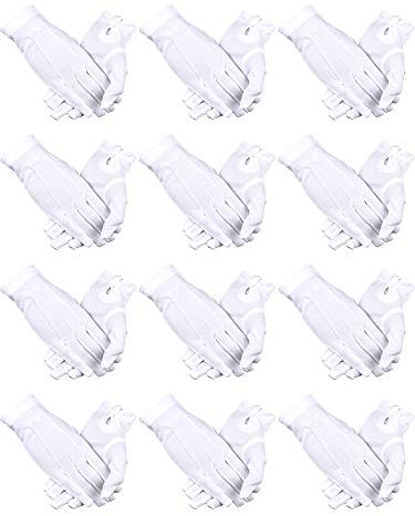 SATINIOR 12 Pairs Formal White Gloves for Men, Parade Uniform Costume Glove with Snap Cuff for Cosplay Guard Honor Church