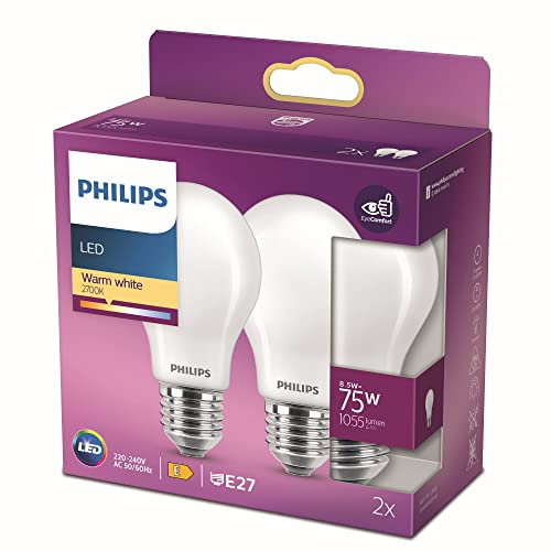 PHILIPS Lighting LED Classic E27 Filament Lampen (75 W), matte LED Lampen mit warmweißem Licht, energiesparende LED Beleuchtung mit langer Nutzlebensdauer, Warmweiß