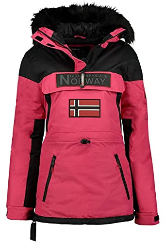 Geographical Norway Bruna Lady – Parka cálida para mujer – Abrigo grueso con capucha para exterior – Chaqueta cálida para invierno – Forro exterior para mujer (Fucsia, S)
