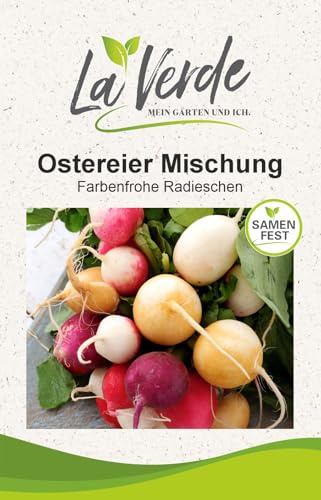 La Verde MEIN GARTEN UND ICH. Ostereier Mischung Radieschen Samen für ca. 300 Pflanzen, farbenfroher Radieschen-Mix, mild-würzig, Saatgut ohne Gentechnik