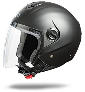 one by Camamoto cod 77446053 godkänd demi-jethjälm med transparent visir, matt svart storlek M (cm 57-58)