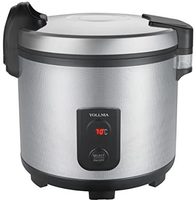 YOLLNIA Calentador de arroz comercial de 55 crudos/110 tazas (no olla arrocera), calentador de arroz grande portátil de 18.1 cuartos / 50.0 °C - 81.1 °C temperatura ajustable/130 W/olla interior