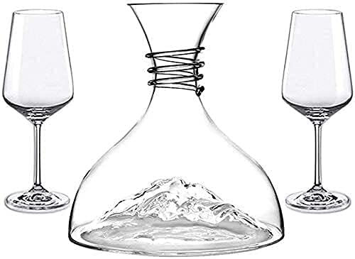 SHALOLY Decanter Whisky Decanter Vino anter Vino Rosso anter-100% Vetro Soffiato a Bocca Elegante Grappa Decanter Set Hanade Grappa Accessori per Aerazione Decanter Regalo per Amici E Famiglia (2)