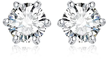 JewelryPalace Runda 0,6ct Moissanite Solitaire-örhängen Silver 925 För Damer, Smycken Med Simulerade Diamanter, örhängen Silver För Flickor Med ädelstenar, örhängen Silver Small Med Sten Gåva Kvinnor