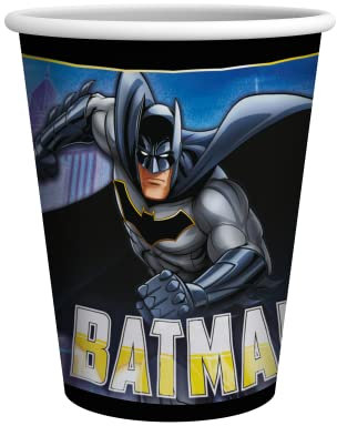Party Factory `Batman´ 10 Pappbecher, 250ml, bunt, Einwegbecher, Partybecher für Kindergeburtstag oder Mottoparty