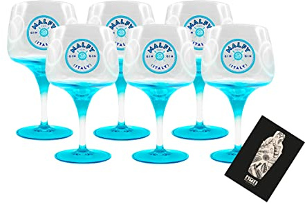 Malfy Gin Ballon Gläser Blau - 6er Set Stielglas Ballonglas Gin & Tonic Glas