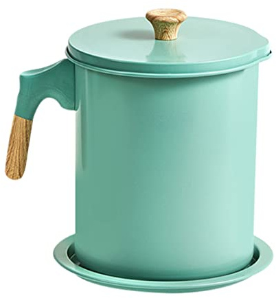 Recipiente para tocino, recipiente para aceite hierro acero inoxidable, olla del colador aceite con tamiz fino, 1,4 L, para la conservación aceite para freír y Weiting