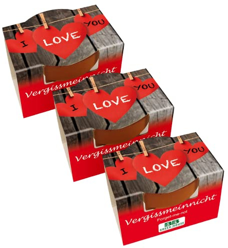 Bull & Bear 3er Set Mini Pflanzset 'I love you' mit Samen für Vergissmeinnicht im Topf 4,5cm, Blumensamen als Anzuchtset mit Pflegeanleitung