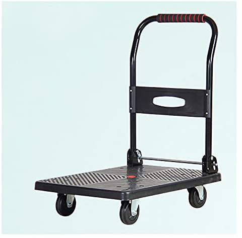 Carrello da trasporto Pannello pieghevole Pannello di plastica Pannello di plastica Pulsante Push Dolly con impugnatura pieghevole ruote mute for ufficio Libreria Libreria supermercato Carrellino con