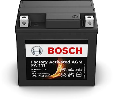 Bosch FA111 - Batteria AGM per motocicli - 12V 70A 4Ah - Adatta per moto, motociclette, enduro, scooter, quad, moto d'acqua - Compatibile M6004, BTX5L-BS, BTX5L